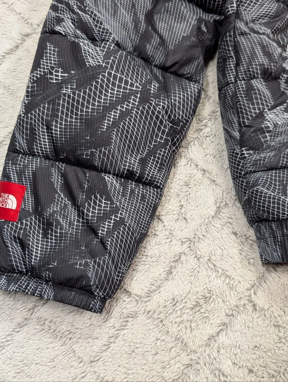 The North Face Jacket Mens M Black Gray 3D Mountain Print 2000 Puffer Summit